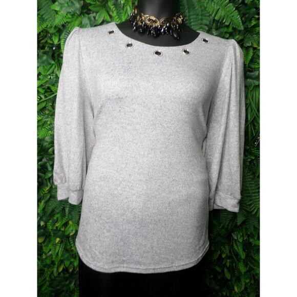 RETRELOGY Tops Women 2XL Gray Balloon Sleeve Blouse Stone Jeweled NWT 0013 - Picture 4 of 14